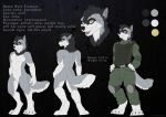  anthro black_body black_fur black_hair bulletproof_vest butt canid canine canis claws clothed clothing fangs fluffy fluffy_tail fur grey_body grey_fur hair male mammal model_sheet multicolored_body multicolored_fur muscular muscular_anthro muscular_male open_mouth open_smile simple_background smile solo tashalisets tongue uniform white_body white_fur wolf yellow_eyes 