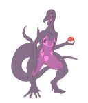  anthro female flat_chested genitals hi_res nintendo nipple_tape nude pasties pok&eacute;ball pok&eacute;mon pok&eacute;mon_(species) pussy salazzle solo standing tape upai video_games 