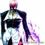  1boy choker closed_mouth fire hair_over_eyes jacket male_focus muscle pants purple_fire pyrokinesis red_hair red_pants sawao simple_background solo the_king_of_fighters white_background yagami_iori 