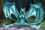  absurd_res anthro breasts dragon dreyk-daro female flexible forest genitals hi_res nude pussy sitting solo splits spread_legs spreading tina tree wings 