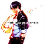  1boy belt black_hair closed_mouth fire gloves headband jacket kusanagi_kyou male_focus pyrokinesis sawao simple_background solo the_king_of_fighters white_background 