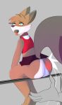  anthro bottomwear canid canine choker clothed clothing crossdressing fox foxy_flavored_cookie girly hi_res humanoid jewelry male mammal necklace pucho_(ffc) roxburyfox saliva_on_tongue shortskirt skirt smacked smacking_ass solo source_request were 