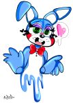  &lt;3 2014 5_fingers ambiguous_gender animatronic anthro blue_body blush buckteeth eyelashes eyeshadow fingers five_nights_at_freddy&#039;s five_nights_at_freddy&#039;s_2 freckles galecsy green_eyes half-closed_eyes hi_res lagomorph leporid long_ears machine makeup mammal melting narrowed_eyes open_mouth open_smile rabbit red_cheeks ribbons robot smile solo teeth tongue toy_bonnie_(fnaf) video_games white_body white_inner_ear 