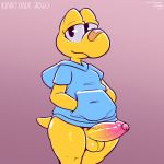  1:1 2020 anthro balls bottomless clothed clothing erection foreskin frumples genitals hi_res humanoid_genitalia humanoid_penis koopa koopa_troopa koops looking_at_viewer male mario_bros nintendo paper_mario penis reptile scales scalie simple_background smile solo uncut vein video_games yellow_balls yellow_body yellow_penis yellow_scales yellow_tail 