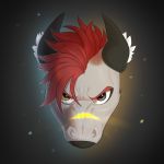  1:1 angry angry_platypus commission_art equid equine fan_character female feral fluffy hair headshot_portrait heterochromia hi_res horse mammal pony portrait short_hair simple_background solo 