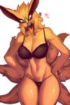  &lt;3 2:3 anthro anthrofied big_breasts biped black_lips bra breasts canid canine clothing crossgender fangs female fox fur furrowed_brow hair hands_on_hips hi_res jijis-waifus kurama lingerie lips looking_at_self looking_down mammal multi_tail narrowed_eyes naruto open_mouth orange_body orange_fur simple_background solo standing tailed_beast thick_lips thick_thighs thong underwear white_background 