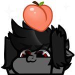  1:1 alpha_channel anthro chibi equid equine feral food fruit fur hair hasbro looking_at_viewer low_res male mammal my_little_pony mythos_vanguard nekomellow peach_(fruit) plant simple_background smile solo 