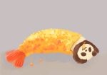  2020 absurd_res araru black_body black_fur black_nose chibi eating food fried_shrimp fur giant_panda hi_res mammal simple_background solo ursid white_body white_fur 