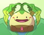  balls blush elemental_creature flora_fauna genitals hi_res male neitsuke nexomon onin_(nexomon) plant presenting sitting smile solo spread_legs spreading video_games waddling_head 