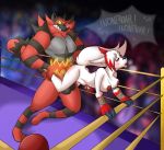  abdominal_bulge anthro black_body black_fur blush bodily_fluids breasts cheering clenched_teeth domination drooling duo female female_penetrated fighting_ring fur goldenwendigo half-closed_eyes incineroar lexi_(character) lifted looking_pleasured male male/female male_domination male_penetrating male_penetrating_female narrowed_eyes nintendo nipples nude penetration pok&eacute;mon pok&eacute;mon_(species) red_body red_fur saliva sex stripes teeth vaginal vaginal_penetration video_games white_body white_fur wrestling zangoose 