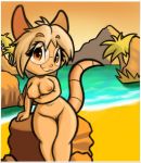  anthro areola arm_on_breasts beach breasts brown_eyes evergreen_tree eyeball6300_(chiv) eyewear female genitals glasses glistening glistening_body glistening_breasts hair looking_at_viewer mammal mouse murid murine nude palm_tree pussy rodent seaside sitting slightly_chubby smile smiling_at_viewer solo tan_body tree tropical white_hair 