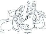  annoyed anthro belly belly_rub belly_rubs black_and_white duo ears_up eyes_closed female hand_on_stomach hands_behind_back hands_on_belly happy lucario mageil male male/female male_pregnancy monochrome nintendo pok&eacute;mon pok&eacute;mon_(species) pregnant sketch smile tailwag video_games 