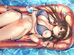  bikini blue_eyes brown_hair bubbles erect_nipples long_hair original swimsuit tagme_(artist) water 