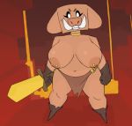 anthro big_breasts breasts domestic_pig female hi_res jewelry lava mammal melee_weapon minecraft multipaz piglin smiling_at_viewer solo suid suina sus_(pig) sword teeth video_games weapon wide_hips wild_boar 