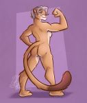  anthro cougar felid feline felis female flexing grey_hair hair mammal muscular muscular_anthro muscular_female nicnak044 solo 