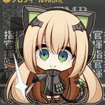  1girl 7:08 chibi commentary_request crazy_e girls_frontline highres solo tmp_(girls_frontline) translation_request 