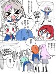  >_< 4ding 6+girls :o aqua_hair arashi_chisato blue_hair blue_jacket braid braided_twintails collared_shirt commentary double_bun dress emphasis_lines grey_dress grey_hair hair_bun highres jacket long_hair long_sleeves love_live! love_live!_superstar!! multiple_girls neck_ribbon onitsuka_tomari open_clothes open_jacket open_mouth orange_hair pinafore_dress purple_hair red_hair red_ribbon ribbon school_uniform shibuya_kanon shirt short_dress short_hair sleeveless sleeveless_dress tang_keke teeth thick_eyebrows twintails upper_teeth_only v-shaped_eyebrows wakana_shiki white_hair white_shirt wien_margarete winter_uniform yoneme_mei yuigaoka_school_uniform 