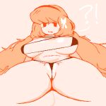  !? 1girl bikini body_freckles breasts cynik78x eyepatch_bikini freckles hairband ishmael_(project_moon) long_hair micro_bikini navel partially_visible_vulva plump project_moon simple_background solo spread_legs swimsuit thick_thighs thighs 
