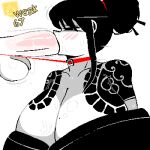  1boy 1girl 67_(meme) breasts collar cynik78x fellatio hetero huge_breasts huge_penis japanese_clothes kimono leash meme mole mole_on_breast oral penis shoulder_tattoo tattoo testicles uncensored 