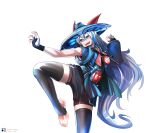  1girl :d absurdres animal_ears artist_name black_gloves black_shorts black_thighhighs blue_eyes blue_jacket commission commissioner_upload cosplay dota_(series) dota_2 fingerless_gloves gloves grey_hair hat highres horse_ears horse_girl horse_tail jacket long_hair non-web_source shorts single_sleeve smile solo stirrup_legwear storm_spirit_(dota_2) storm_spirit_(dota_2)_(cosplay) straw_hat tail tamamo_cross_(umamusume) the_raineman thighhighs toeless_legwear toes transparent_background umamusume 