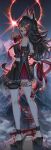  1girl animal_ear_fluff animal_ears claw_pose commentary_request cross-laced_slit detached_sleeves eclipse fang fingernails from_behind highres hololive izumi_sai kouhaku_nawa long_fingernails long_hair looking_at_viewer looking_back multicolored_hair multiple_torii official_artist_extra ookami_mio ookami_mio_(1st_costume) open_mouth red_streaks rope sailor_collar sharp_fingernails shimenawa single_hair_streak solo streaked_hair tail tail_around_own_leg tail_wrap thighhighs torii virtual_youtuber white_sailor_collar white_thighhighs wolf_ears wolf_girl wolf_tail 