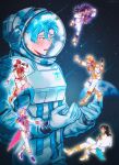  6+boys absurdres alternate_costume astronaut axel_syrios banzoin_hakka beret black_hair blonde_hair blue_hair boots commentary earth_(planet) epaulettes gavis_bettel gloves green_eyes hat helmet highres hiimtae_sb holding holding_microphone holostars holostars_english holotempus idol_clothes josuiji_shinri machina_x_flayon male_focus microphone mini_hat mini_top_hat multicolored_hair multiple_boys open_mouth pants planet purple_hair red_hair regis_altare shorts space space_helmet spacesuit star_(sky) top_hat virtual_youtuber white_gloves white_hair white_hat white_pants white_shorts 
