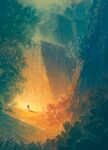  aqua_theme chair colorful commentary_request complementary_colors heriki_(trkj) highres landscape no_humans original overgrown ruins scenery 