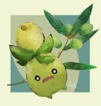  black_eyes commentary_request highres leaf ni_celery_pk no_humans o_o olive open_mouth plant pokemon pokemon_(creature) simple_background smoliv tears wavy_mouth 
