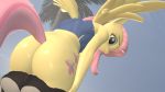  16:9 3d_(artwork) anthro anthrofied big_butt butt clothed clothing digital_media_(artwork) equid equine evergreen_tree female fluttershy_(mlp) friendship_is_magic hair hasbro hi_res looking_back low-angle_view mammal my_little_pony outside palm_tree pants_down papadragon69 partially_clothed pegasus pink_hair solo tree widescreen wings yellow_body 