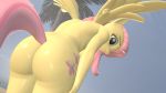 16:9 3d_(artwork) anthro anthrofied big_butt butt digital_media_(artwork) equid equine evergreen_tree female fluttershy_(mlp) friendship_is_magic hair hasbro hi_res looking_back low-angle_view mammal my_little_pony nude outside palm_tree papadragon69 pegasus pink_hair solo tree widescreen wings yellow_body 