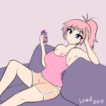  1girl ahegao animated animated_gif blue_eyes bouncing_breasts breasts cleavage hypnosis lewd-zko mind_control nipples open_mouth pink_eyes pink_hair ponytail rolling_eyes self_shot shirt_lift shorts tongue tongue_out 