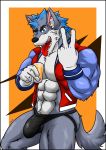  anthro bulge canid canine canis clothing fraternity hi_res jockstrap male mammal muscular muscular_anthro muscular_male solo underwear vju79 wolf 