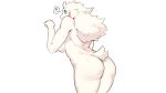  16:9 anthro arm_tuft blue_eyes bovid breasts buta99 butt caprine elbow_tufts female fur goat hair hi_res horn looking_at_viewer looking_back mammal nude side_boob simple_background solo tuft vanilla_(buta99) white_body white_fur widescreen 
