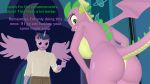  16:9 3d_(artwork) anthro anthrofied big_breasts big_butt breasts butt clothed clothing crossgender dialogue digital_media_(artwork) dragon english_text equid female friendship_is_magic hasbro hi_res horn male mammal membrane_(anatomy) membranous_wings my_little_pony nude papadragon69 spike_(mlp) text twilight_sparkle_(mlp) widescreen winged_unicorn wings 