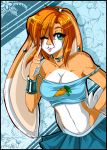  anthro ariveil black_border blue_eyes border breasts brown_body brown_fur brown_hair clothed clothing female fluffy fluffy_tail fur hair hi_res lagomorph leporid lips mammal multicolored_body multicolored_fur one_eye_closed open_mouth open_smile rabbit simple_background smile solo teeth two_tone_body two_tone_fur white_body white_fur 