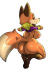 2020 2:3 3_toes absurd_res anthro big_butt black_pawpads blue_eyes bottomless brown_body brown_fur brown_nose bubble_butt butt canid canine clothed clothing curvy_figure diacordst female fluffy fluffy_tail fox fur green_clothing green_hoodie green_topwear hi_res hoodie looking_at_viewer looking_back mammal nipples orange_body orange_fur pawpads pink_nipples purple_clothing purple_hoodie purple_topwear raised_clothing raised_shirt short_sleeves simple_background solo tan_body tan_fur thick_thighs toes topwear voluptuous white_background 