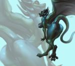  absurd_res anthro anus blue_nipples breasts butt claws dragon female genitals hi_res iryx membrane_(anatomy) membranous_wings nipples pussy qrichy scales solo wings 