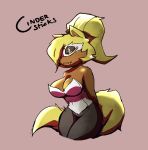  2020 anthro big_breasts blonde_hair breasts brown_body brown_fur canid canine canis cindersticks clothing curvy_figure digital_media_(artwork) eyes_closed fangs female fur hair idw_publishing mammal pinup pose simple_background smile solo sonic_the_hedgehog_(comics) sonic_the_hedgehog_(idw) sonic_the_hedgehog_(series) voluptuous whisper_the_wolf wolf yellow_body yellow_fur 