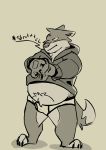  absurd_res anthro black_clothing black_hoodie black_topwear briefs bulge canid canine canis clothing domestic_dog drawyourfursona hi_res hoodie male mammal meme meme_clothing overweight overweight_anthro overweight_male solo standing topwear underwear white_clothing white_underwear wildhelios 