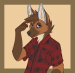  anthro canid canine flannel_shirt hi_res icon male mammal maned_wolf nopulant solo 