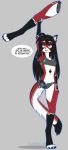  android anthro ara blue_eyes blue_pawpads clothing dipstick_tail english_text felid feline female fluff-kevlar fur grey_background hi_res humor machine mammal multicolored_tail pawpads red_body red_fur robot simple_background solo speech_bubble text underwear white_body white_fur 
