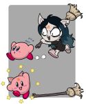  2020 anthro broom cartoon_hangover centinel303 chasing chibi claire_(the_summoning) duo fangs felid feline female kirby kirby_(series) male mammal nintendo pink_body simple_background slippers star symbol the_summoning video_games waddling_head wood_elf 