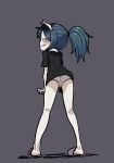  2019 anthro blush butt cartoon_hangover claire_(the_summoning) clothing domestic_cat dress embarrassed eye_roll felid feline felis female grey_background hair hi_res kdha2402 looking_back mammal panties ponytail simple_background slippers solo the_summoning underwear upskirt wood_elf 