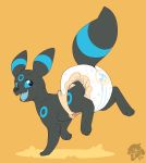  &lt;3 absurd_res ambiguous_gender black_body black_fur blue_tongue blush blush_lines cuddlehooves diaper eeveelution feral fur hi_res nachie nintendo open_mouth paws pok&eacute;mon pok&eacute;mon_(species) solo teeth tongue umbreon video_games watermark 