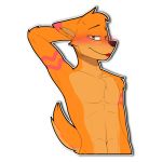  1:1 2020 alpha_channel anthro athletic blush bodily_fluids canid canine canis chest_tuft chilliad_(oc) digital_drawing_(artwork) digital_media_(artwork) dingo ears_back fur half-closed_eyes hand_behind_head head_tuft male mammal muscular narrowed_eyes orange_body orange_eyes orange_fur pivoted_ears portrait simple_background simple_nose solo sweat sweatdrop tongue tongue_out transparent_background tuft whinnie 