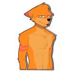  1:1 alpha_channel anthro athletic canid canine canis chest_tuft chilliad_(oc) closed_frown digital_drawing_(artwork) digital_media_(artwork) dingo ears_back frown fur head_tuft male mammal muscular narrowed_eyes orange_body orange_eyes orange_fur pivoted_ears portrait simple_background simple_nose solo standing tongue tongue_out transparent_background tuft whinnie 