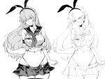  1girl alternate_breast_size bacius breasts g-string highres kantai_collection large_breasts long_hair miniskirt monochrome shimakaze_(kantai_collection) sketch skirt thong very_long_hair 