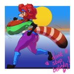  1:1 accessory ailurid anthro big_breasts big_butt breasts butt cleavage clothed clothing female headband hi_res huge_breasts jogging mammal red_panda solo spiralingstaircase 