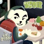  1:1 album_cover animal_crossing anthro apple canid canine canis cherry clothed clothing cover domestic_dog food fruit hoodie juice_box k.k._slider_album_redraw looking_aside looking_back male mammal meme mf_doom mm.._food moon night nintendo orange_(fruit) peach_(fruit) pear plant sandwich_(food) sitting smile snibsnobs solo topwear video_games 