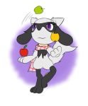  anthro apple baby_pok&eacute;mon female food fruit fur juggling nintendo plant pok&eacute;mon pok&eacute;mon_(species) quentinmimikyu riolu scarf solo video_games white_body white_fur 